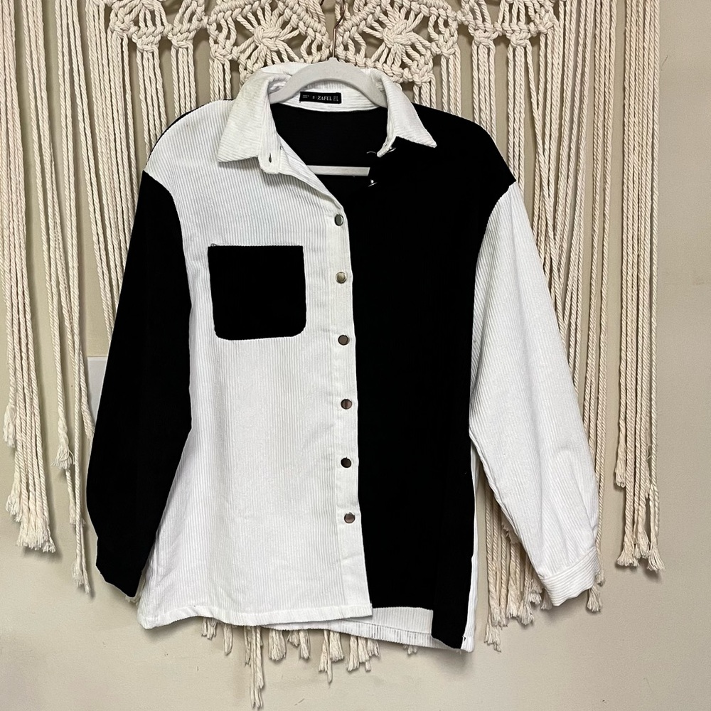 Color block button down
